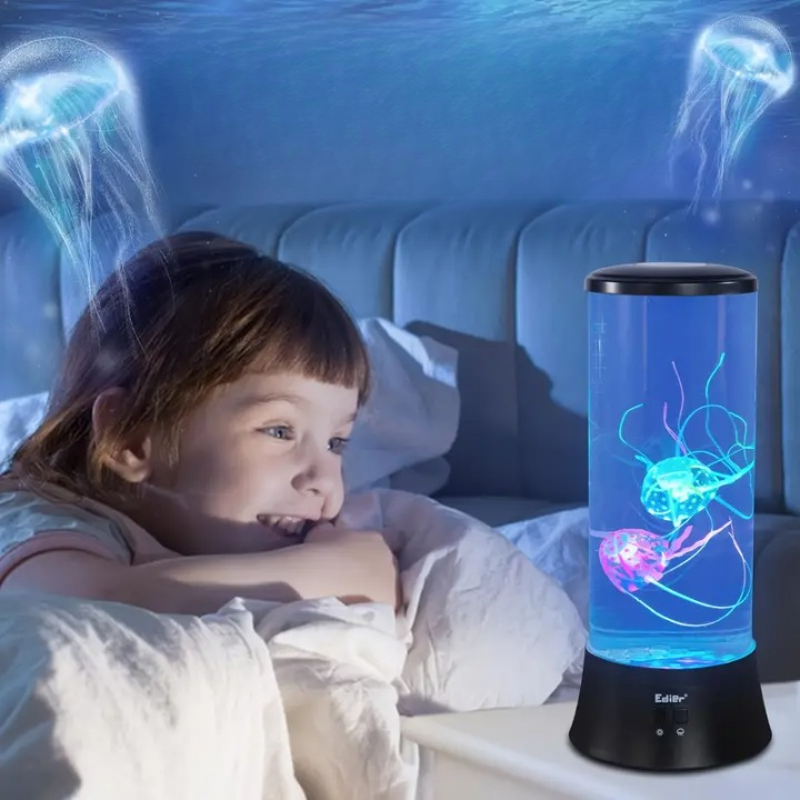 WBTY Elektrisk Manetlampa – LED Manet Atmosfär, Färgskiftande Lavalampa och Nattlampa. Perfekt Present för Män, Kvinnor och Barn, Dekoration för Hem och Kontor.